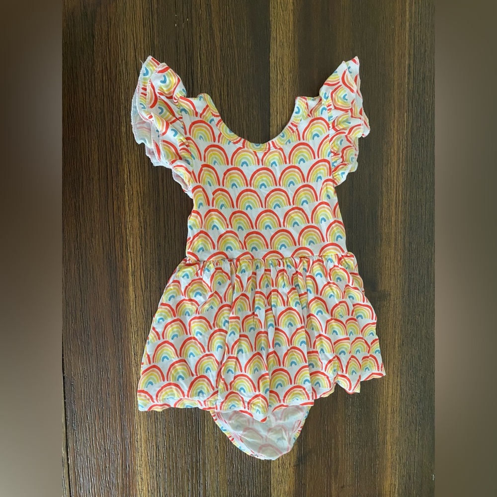 Little Sleepies Primary Rainbows Twirl Dress with Bodysuit
